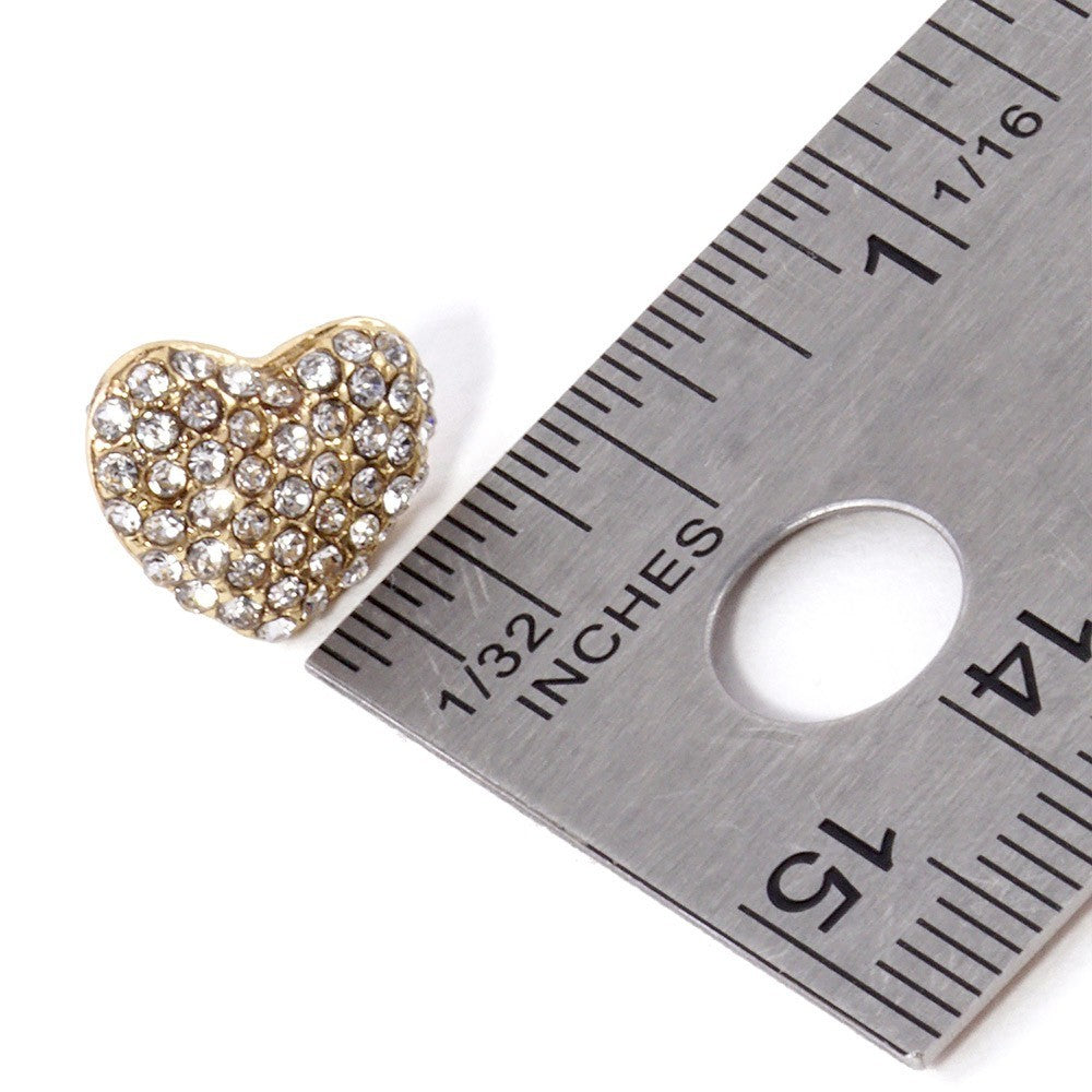 2pcs Red Gold Heart Stud Earrings for Women Crystal Sparkle Jewelry