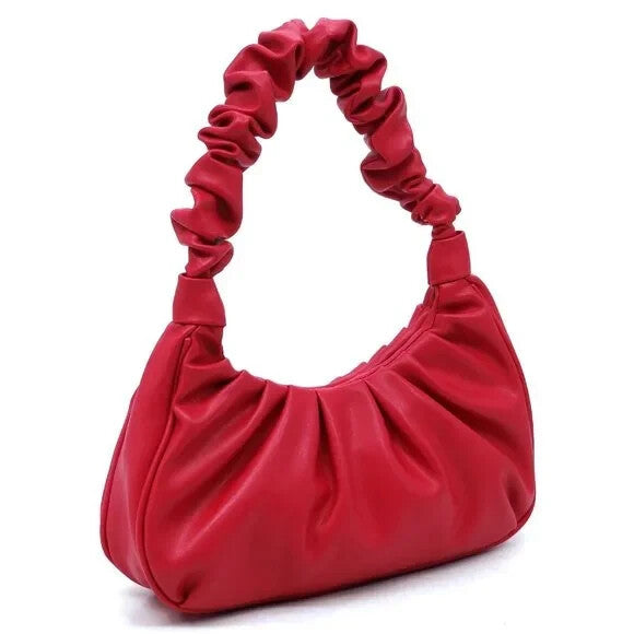 Ruched Hobo Bag for Women Shoulder Purse Soft Handbag Casual Tote Bag Pink