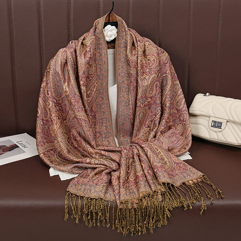 Vibrant Multicolor Cashmere Feel Polyester Paisley Shawl Wrap Scarf Gift