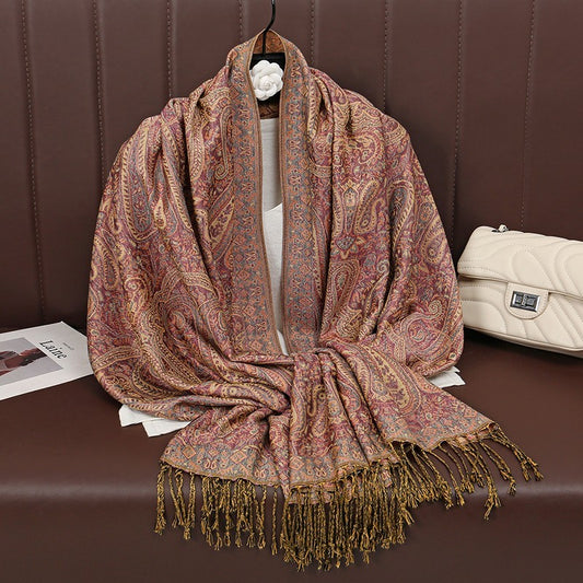 Vibrant Multicolor Cashmere Feel Polyester Paisley Shawl Wrap Scarf Gift