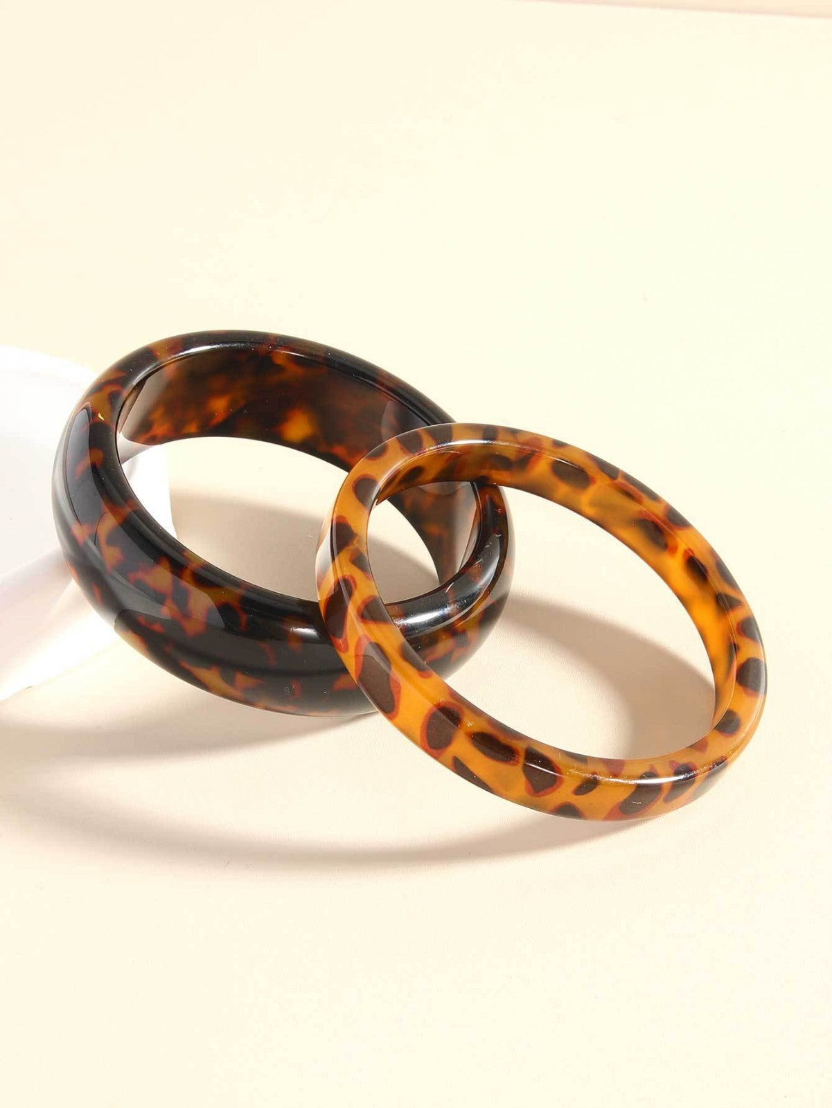 Tortoiseshell Bangle Stack Set: Wide & Thin Acrylic Resin Bracelets