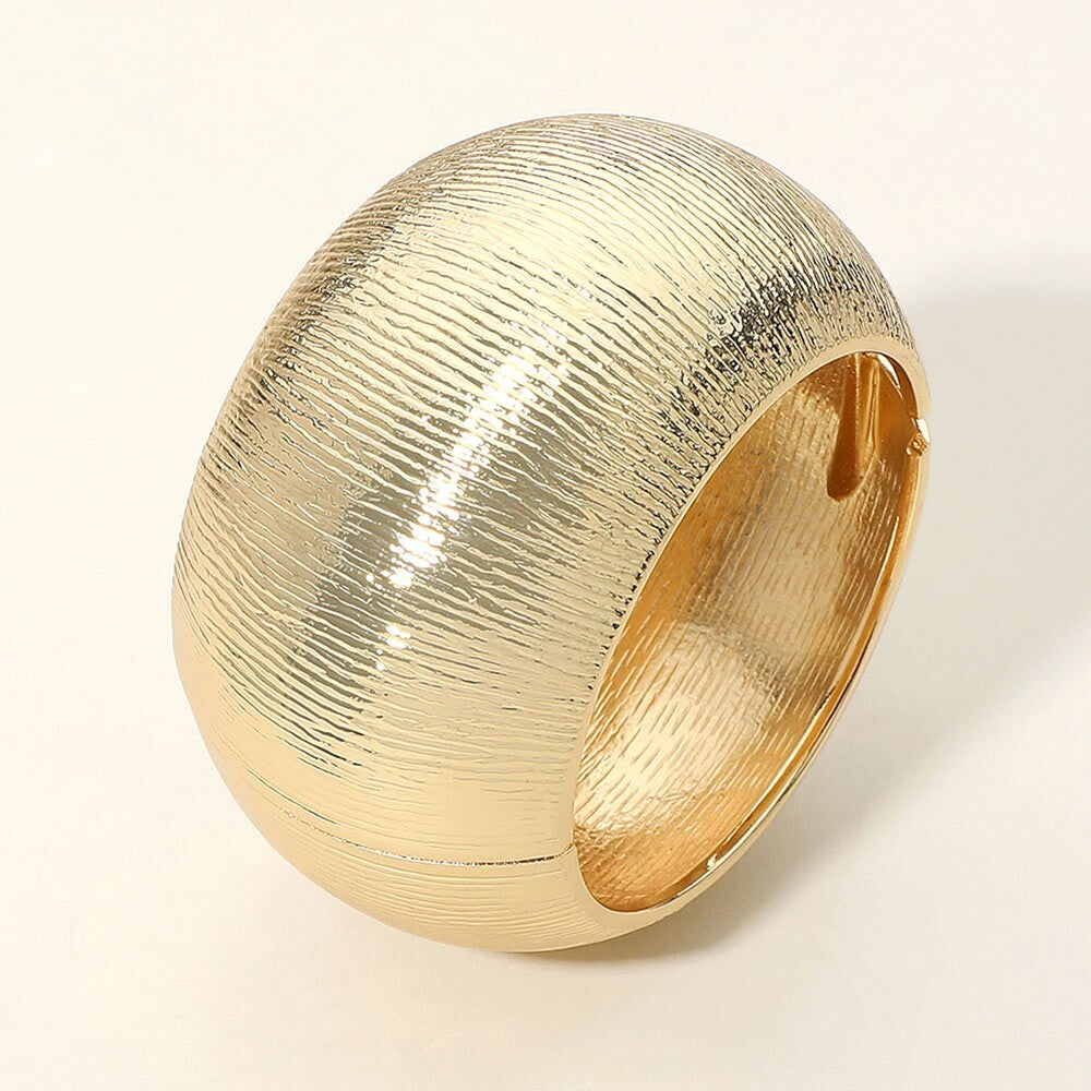 Textured Metal Hinged Bangle Bracelet Classic Fashion Jewelry for Women