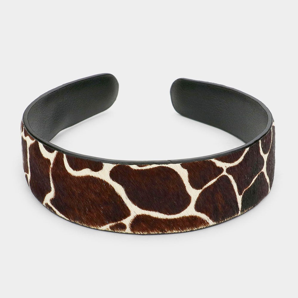 2pcs Wide Giraffe Print Cow Hair Headbands for Women Accessories for Ladies