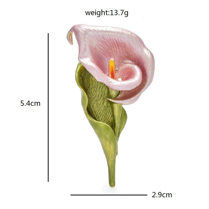 2pcs Calla Lily Flower Brooch Pin Enamel Floral Wedding Jewelry Gift for Women