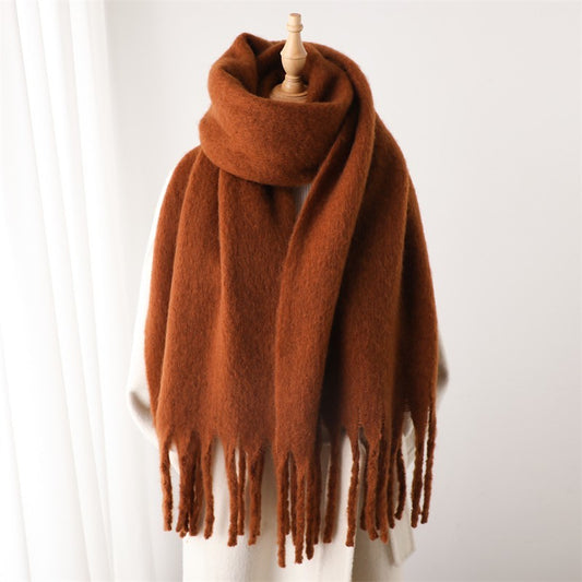 Womens Winter Cashmere Feel Pashmina Scarf  Brown  Warm Blanket Wrap Unisex