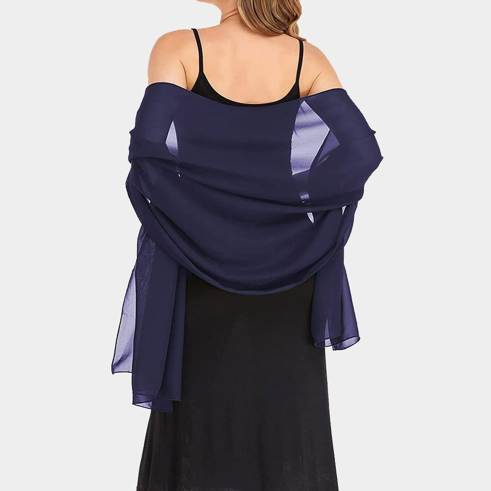 Lightweight Chiffon Shawl Navy Scarf Wrap Sheer Evening Cover Up for Women