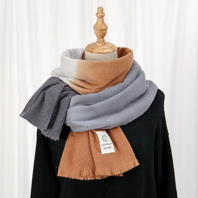 2024 Gradient Cashmere Scarf Womens Winter Warm Blanket Scarves Thick Pashmina