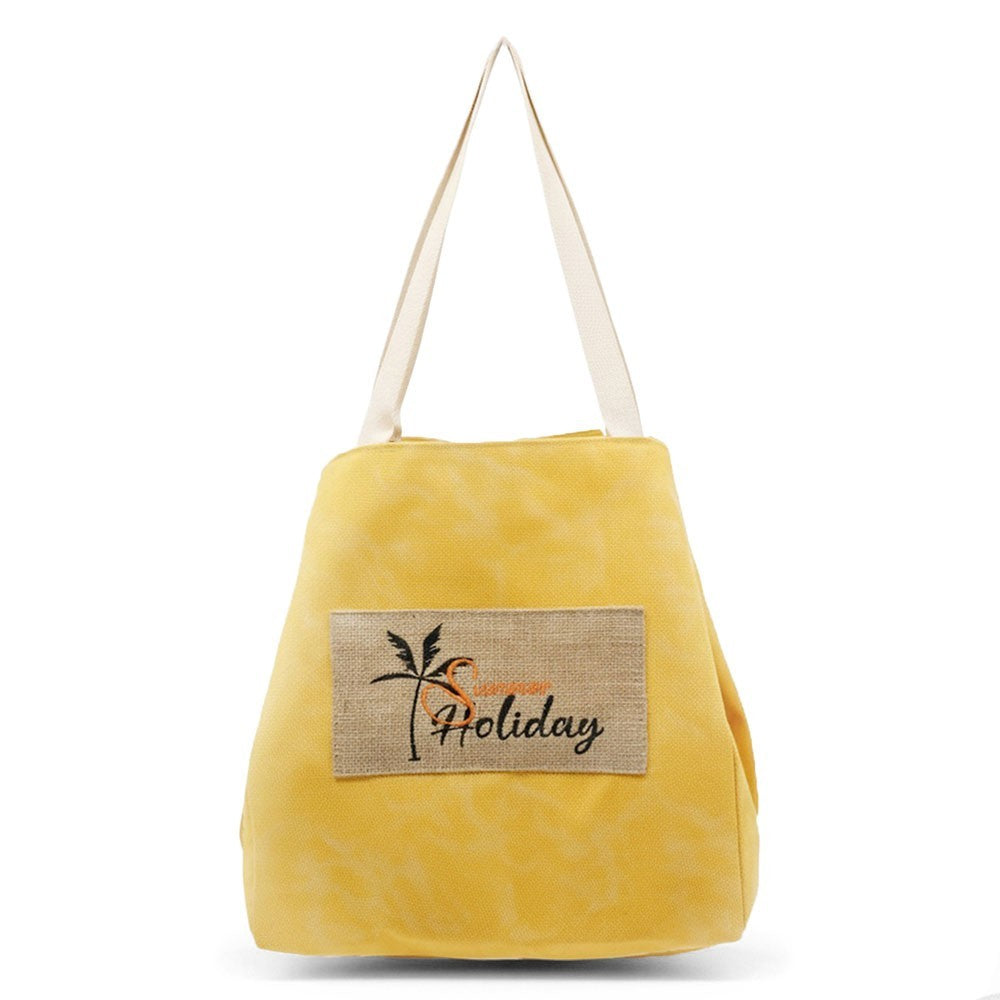 Large Yellow Summer Holiday Tote Bag Beach Travel Shoulder Bag Magnetic Closure