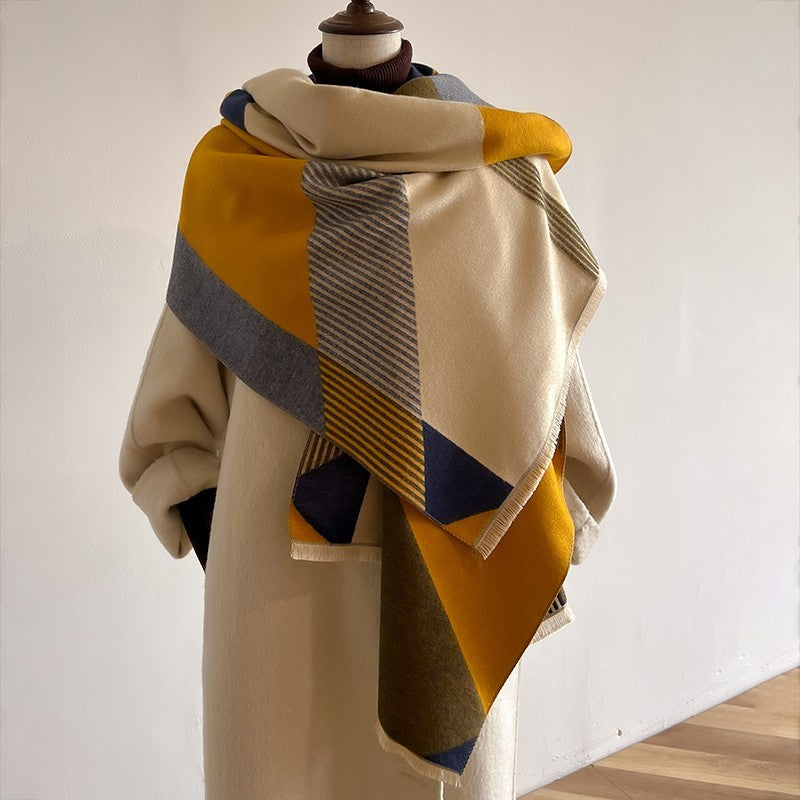 Oversized Geometric Blanket Scarf Shawl Wrap and Scarves for Women Knit Shawls