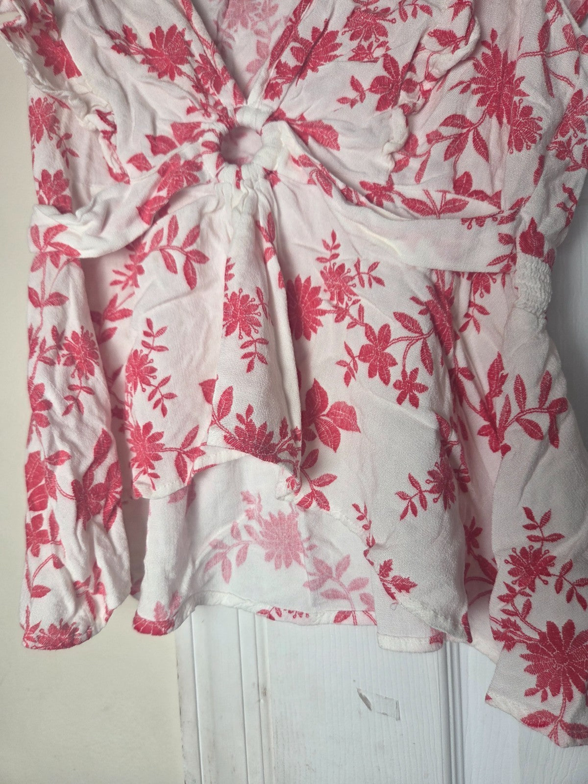 Floral Keyhole Top for Women Lightweight Printed Blouse Casual Spring and Summer