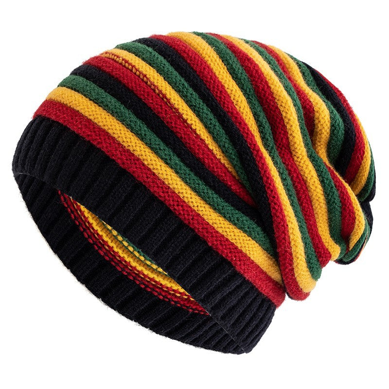 Rasta Stripe Slouchy Beanie Winter Tam Hat Reggae Hippie Knit Cap