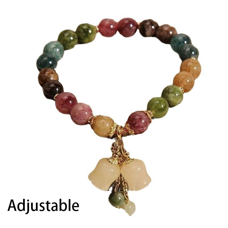 Special Order  PC Adjustable Colorful Gemstone Beaded Bracelet Flower Charm