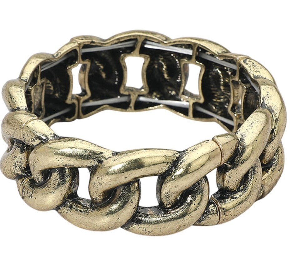 2-Piece Brass Chain Bracelet Set Mixed Metal Gold & Silver Tone Bracelets Unisex