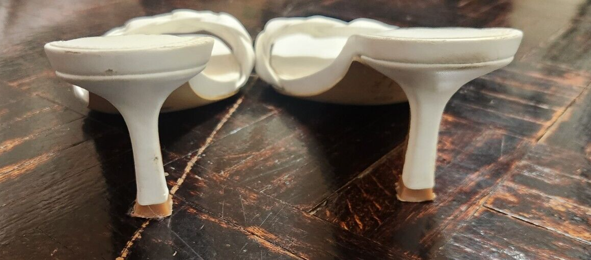 Mix No 6 White Cushion Fabric Slip On Sandals for Women Kitten Heels White 6.5