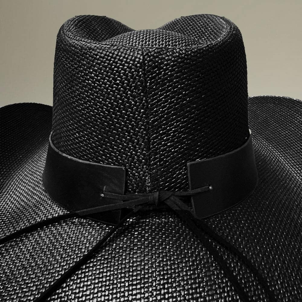 Women's Straw Cowboy Hat Metal Steer Head Buckle Studded Faux Leather Band Brown