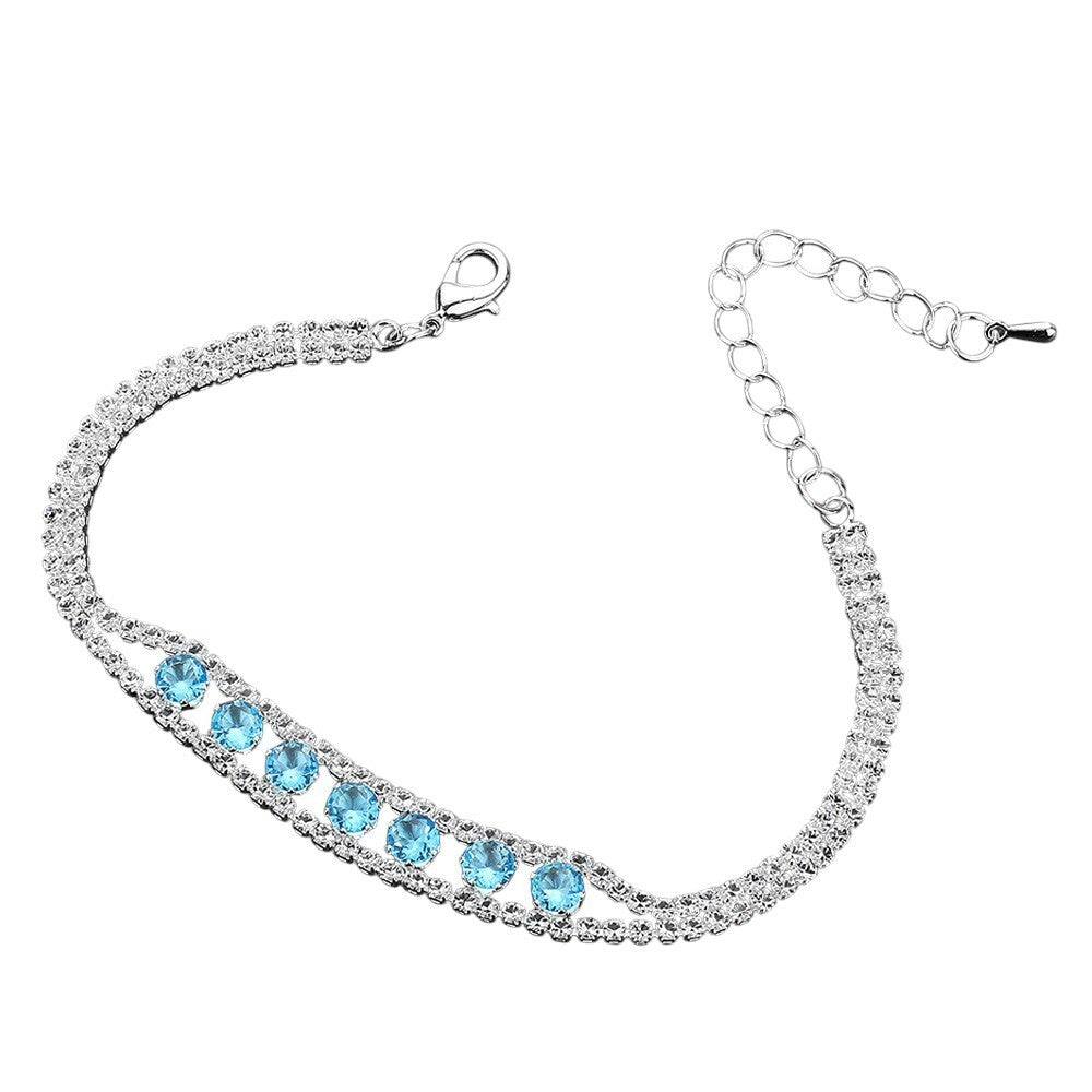 Round CZ Stone Paved Bracelet Evening Jewelry Sparkly Gift Idea for Women