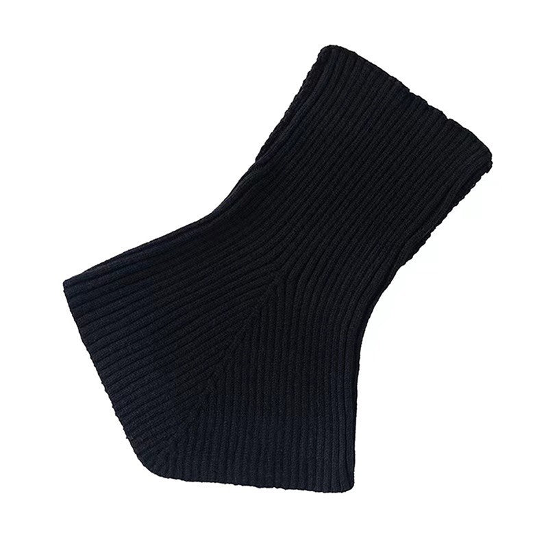 Black Ribbed Knit Turtleneck Dickie Detachable Collar Sweater Mock Half Top