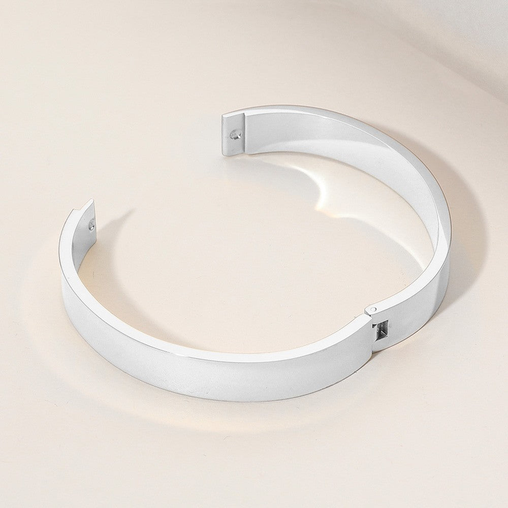 2pcs Stainless Steel Hinged Bangle Bracelets Women Gold & Silver Fashion Jewelry