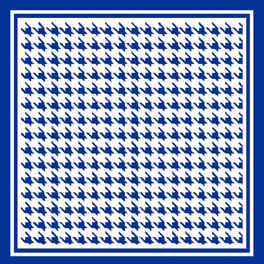 Houndstooth Print Scarf for Women Blue White Headband Neckerchief for Ladies