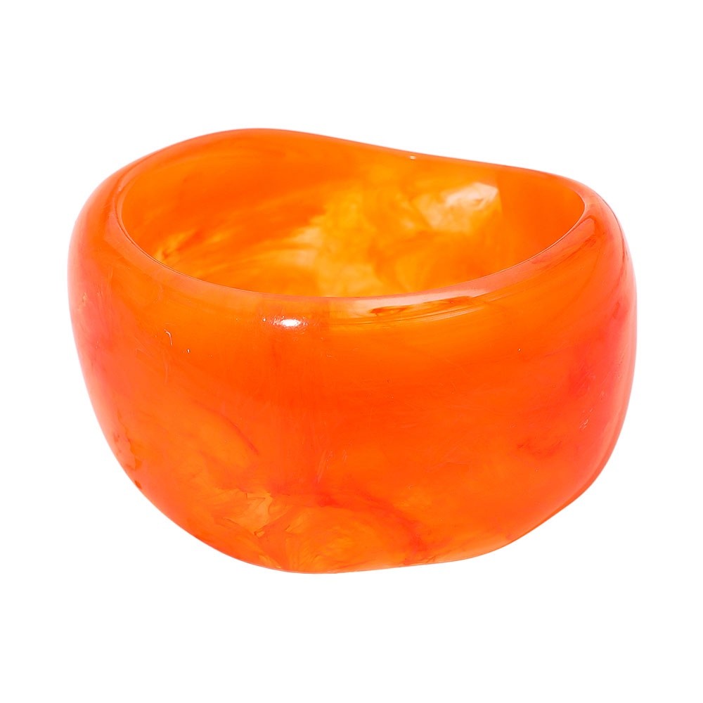 2pc Chunky Orange and Teal Marble Resin Bangle Bracelet Set - Bold Statement