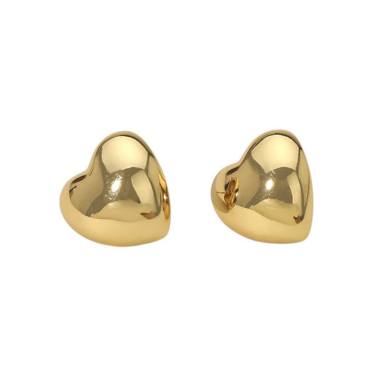 2 Pairs Womens Fashion Stainless Steel Heart-Shaped Rhodium Stud Earrings