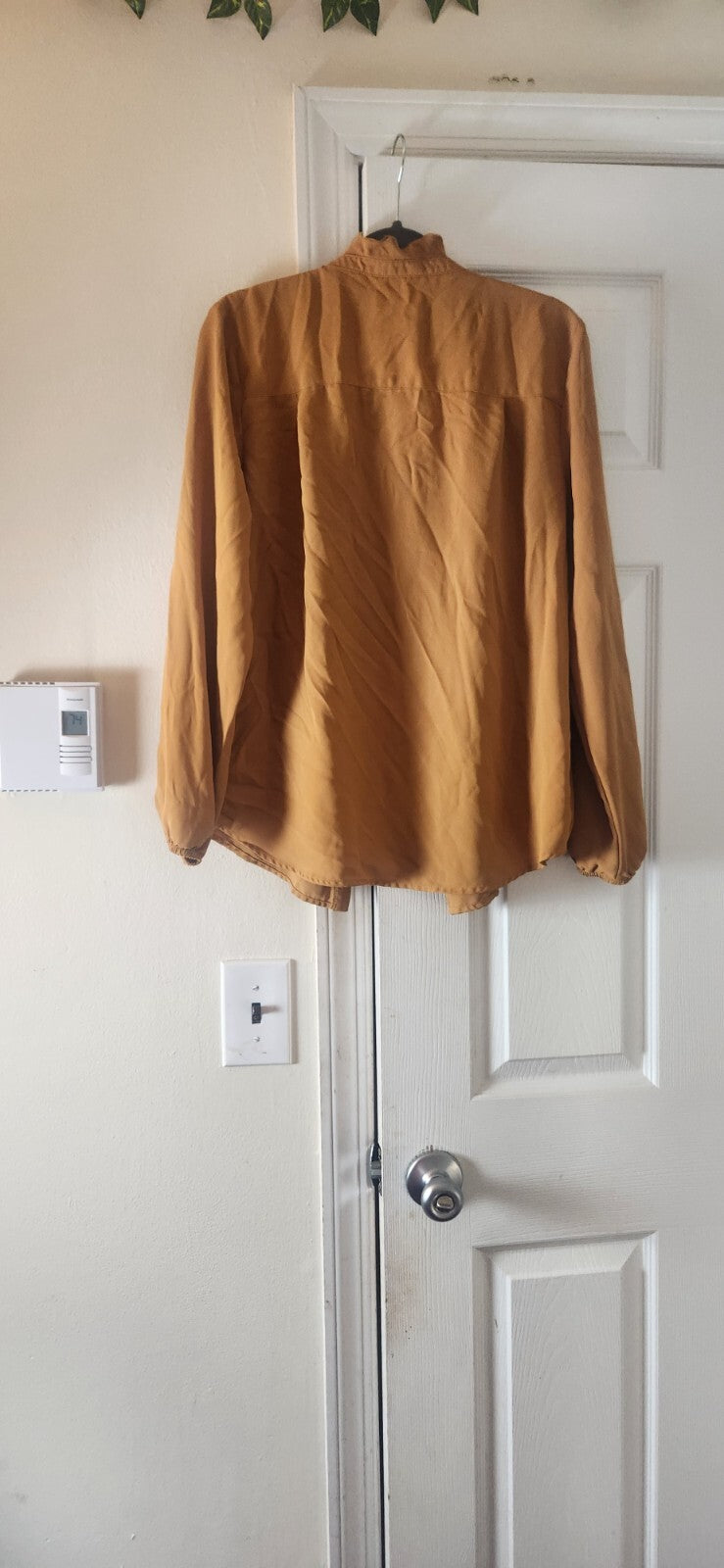 BAR III Mustard Ruffle Front Button Blouse Women’s Long Sleeve Chic Work Top