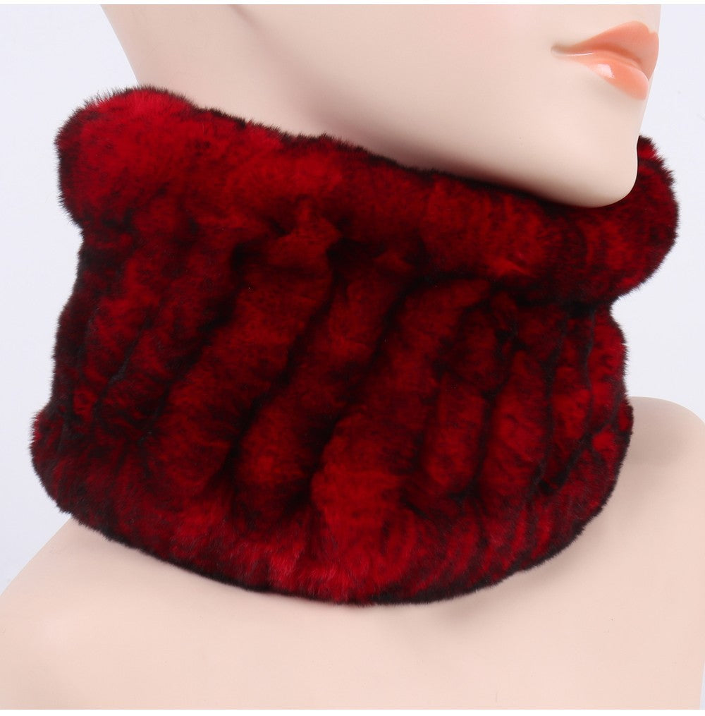 Faux Fur Neck Warmer Red Black Winter Snood Cowl Scarf