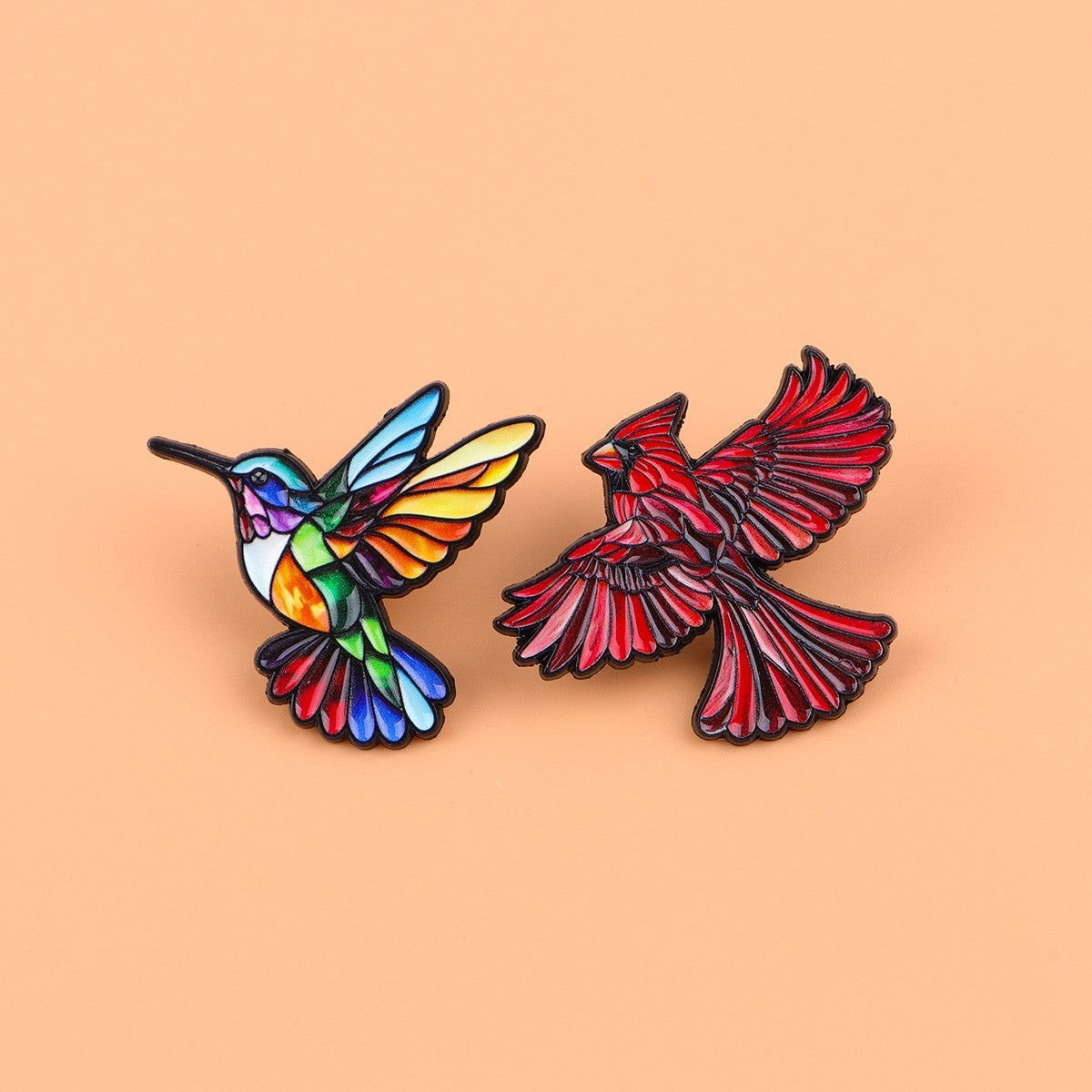 3-Piece Crystal Enamel Bird Brooch Set Colorful Parrot Tropical Lapel Pins