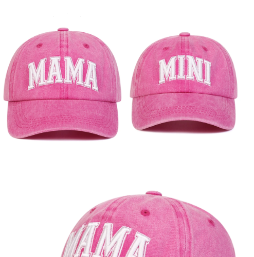 2 Piece Mama and Mini Matching Baseball Cap Set for Mom and Baby Girl Hats Pink