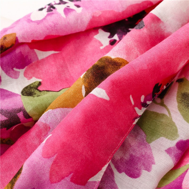 2pcs Floral Tassel Shawl Scarf Large Soft Spring Fashion Wrap Yellow Pink