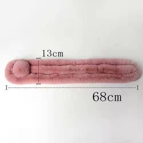 Pink Faux Fur Scarf Collar Warm Soft Neck Wrap Stole Pom-Pom Winter Gift