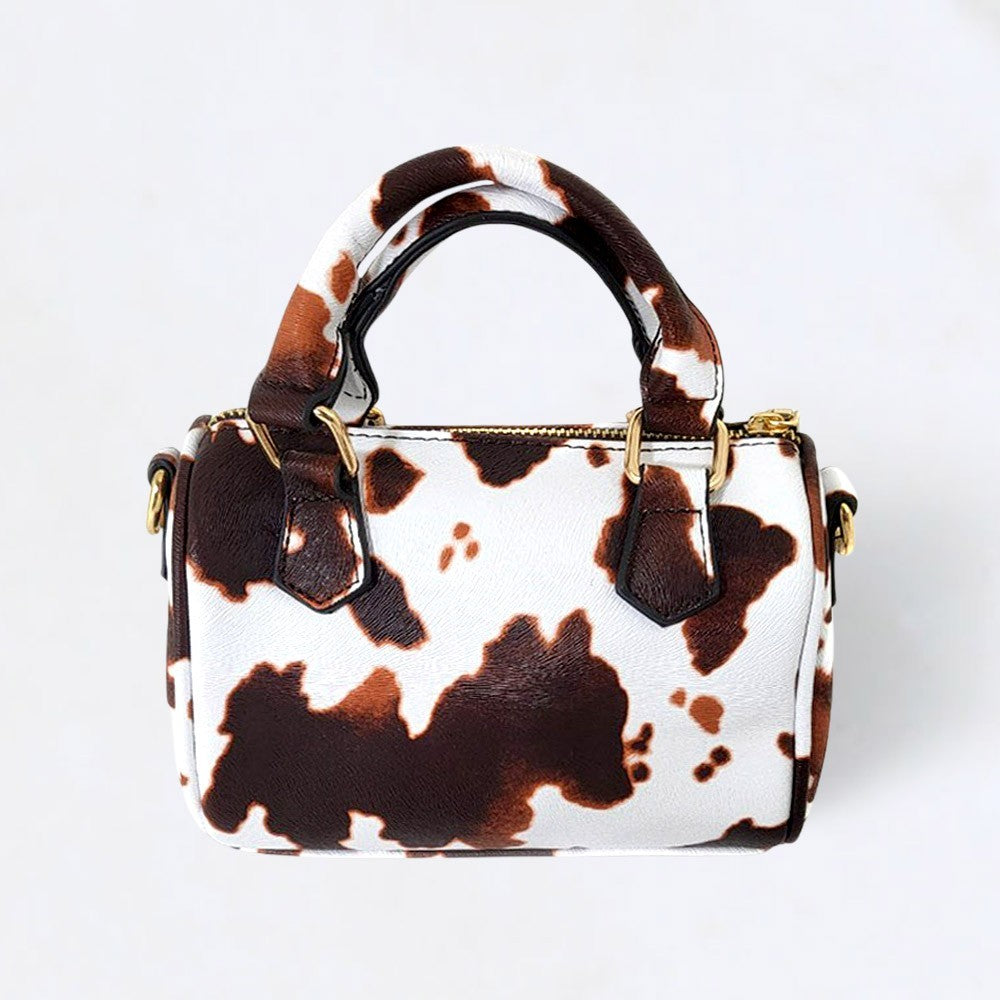 Cow Print Tote Crossbody Bag Mini Handbag with Strap Western Trendy Purse