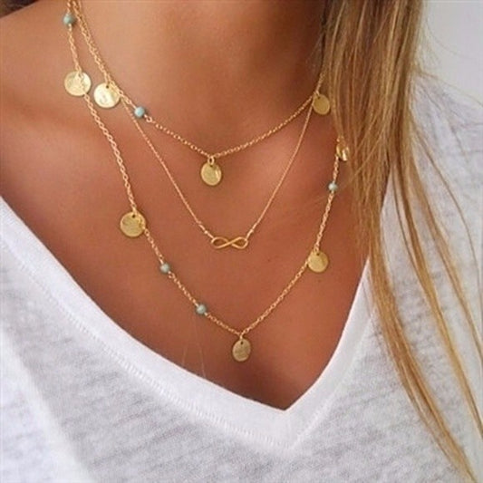 Dainty Layered Gold Tone Necklace for Women Gift Ideas Multi Layer Jewelry