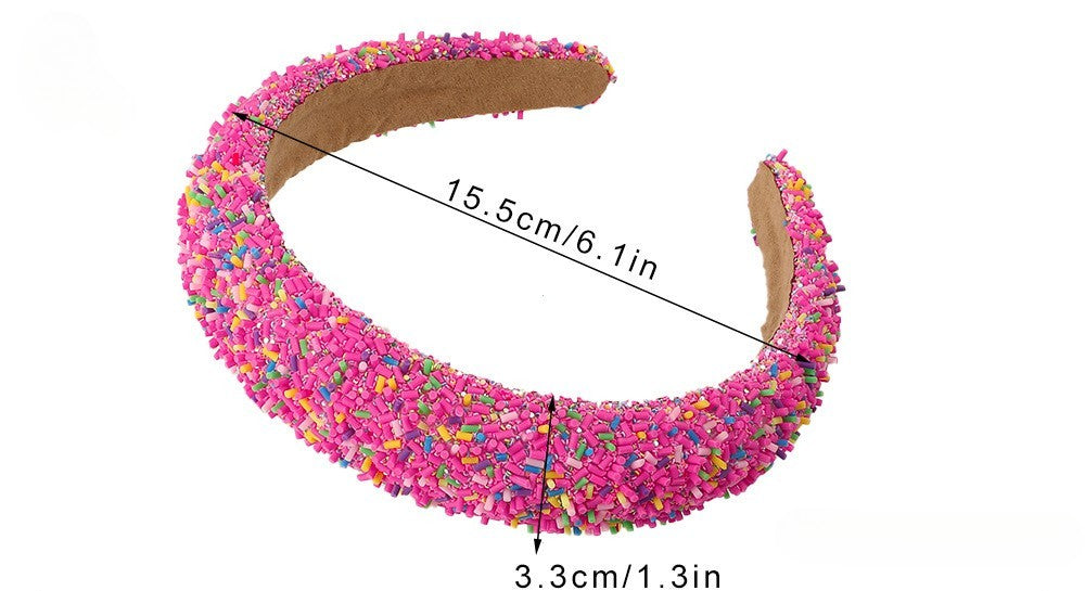 Colorful Sprinkle Padded Headband Set 3pc Sweet Candy Donut Hair Accessory Kids