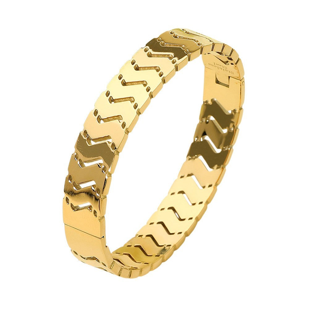 Gold Chevron Link Bracelet Men's Women's Stainless Steel V Link Jewelry Gift