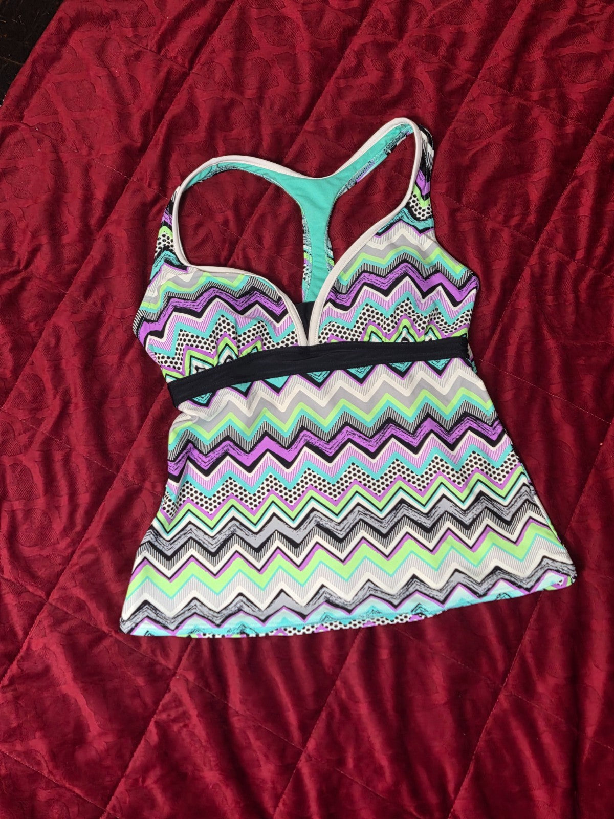 Chevron Racerback Swim Top for Women Size 10 Tankini Style Athletic Swimsuit Top