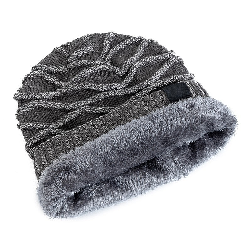 Men's 3-Piece Beanie Hat Set - Slouchy Knit Winter Caps in Gray, Black & Red