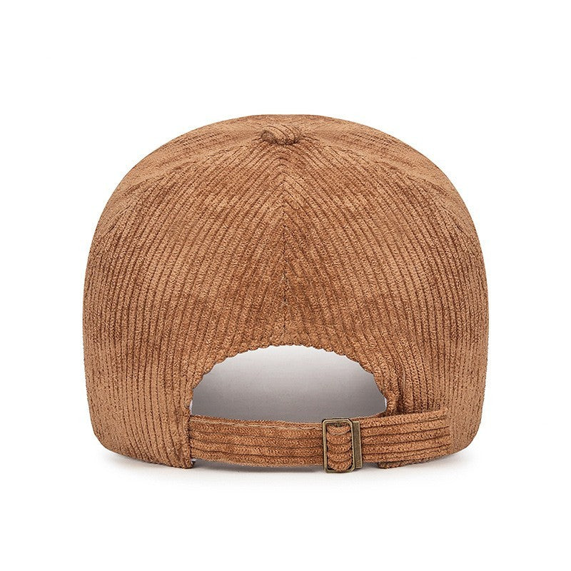 Brown Corduroy Baseball Cap Letter R Logo Adjustable Hat