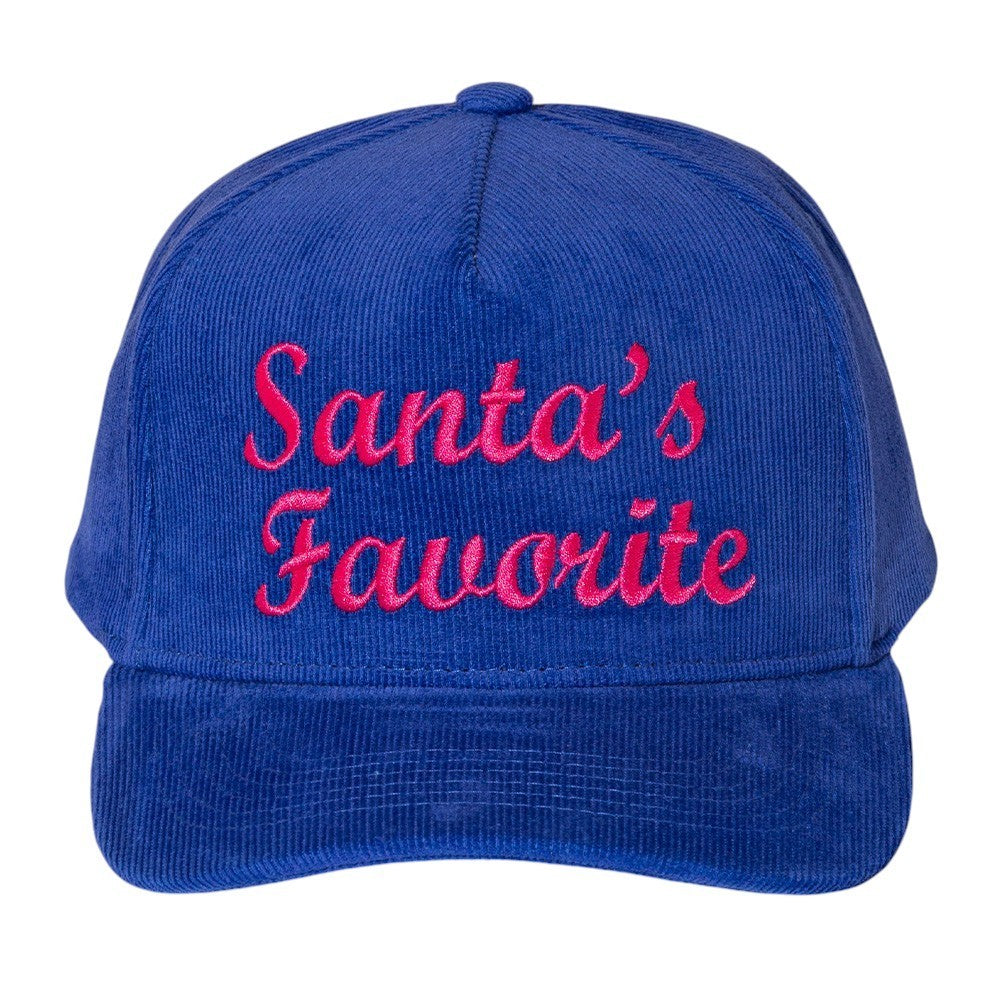 Christmas Corduroy Hat Santa’s Favorite Blue Snapback Festive Gift Idea