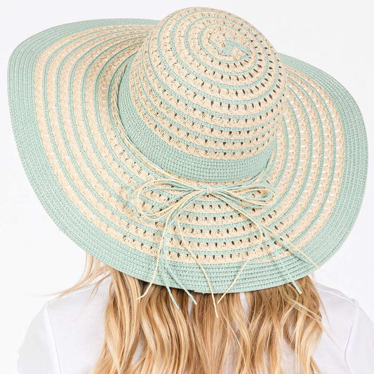 Striped Wide Brim Floppy Sun Hat Women’s Summer Beach Hat UV Protection Foldable
