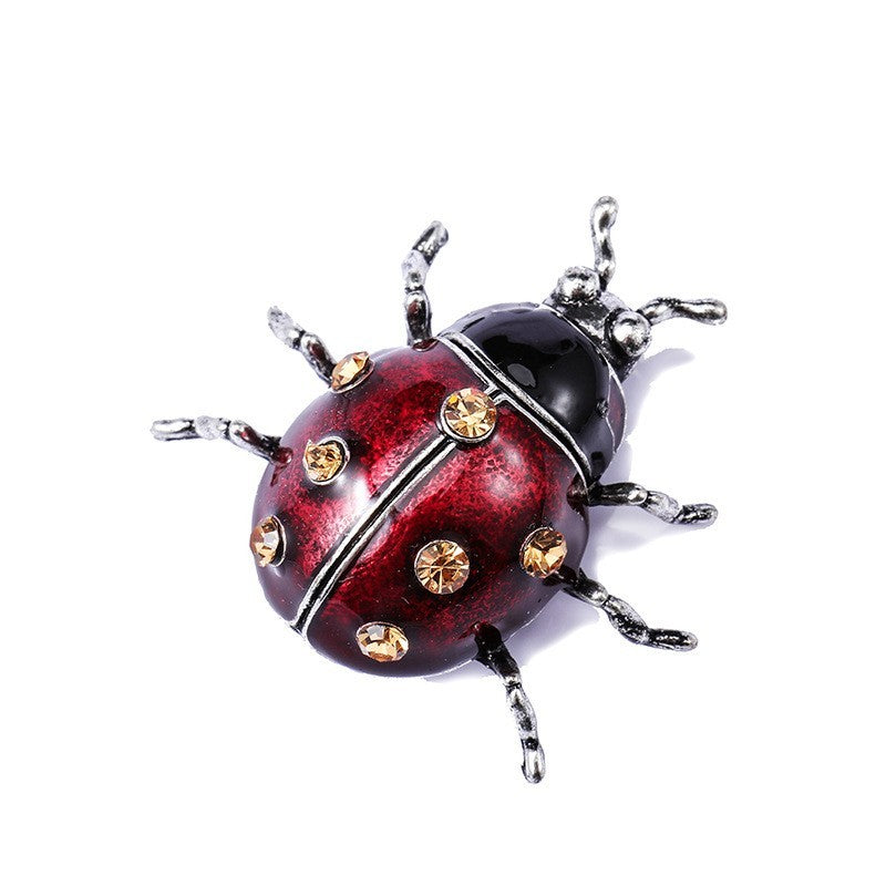 Enamel Rhinestone Ladybug Brooch Pin Vintage Style Insect Jewelry Gift