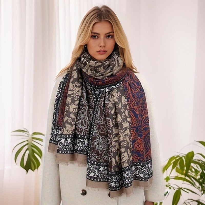 Women Boho Paisley Scarf Shawl Wrap Soft Large Floral Stole Hijab 71x35 Inch