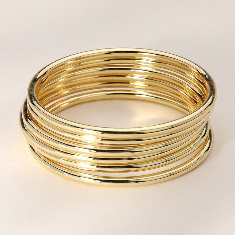 Women’s 6PCS Gold Tone  Metal Stackable Bangle Bracelet Set Fashion Jewelry