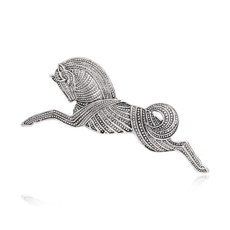 2pcs Jumping Horse Brooch Set Gold Silver Tone Rhinestone Animal Equestrian Pin