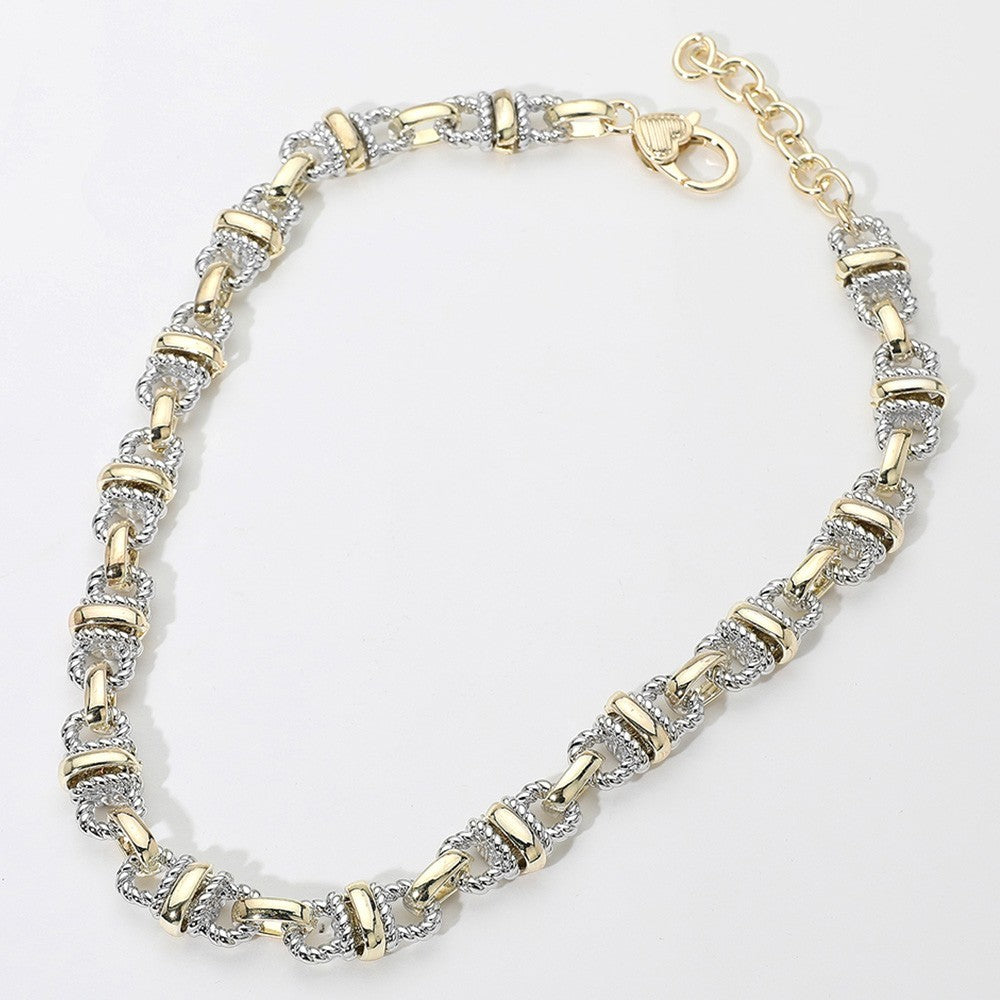 Two-Tone Gold Dipped Link Necklace 17.5" Statement Chain Jewelry for Women Men