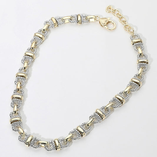 Two-Tone Gold Dipped Link Necklace 17.5" Statement Chain Jewelry for Women Men