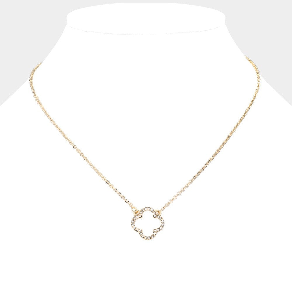 Gold Square Crystal Rhinestone Tile Pendant Necklace Delicate Dainty Jewelry