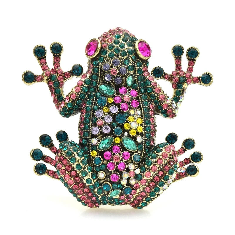 Luxury Big Frog Multi-color Rhinestone Shining Animal Brooch Pins for Women