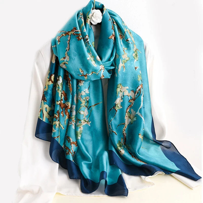 Spring Scarf Women’s Luxury Design Soft Smooth Polyester Shawl Beach Scarf