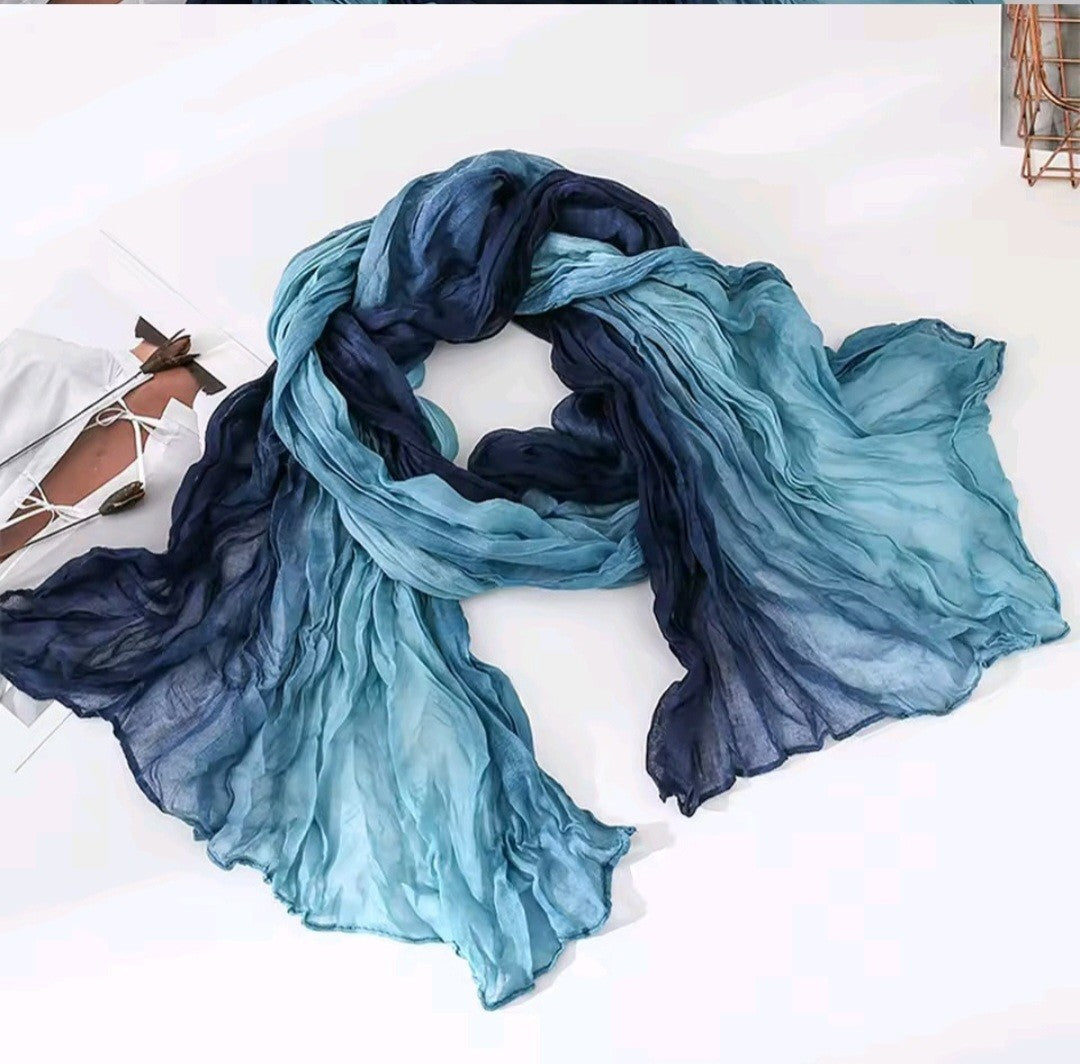 Womens Gradient Color Linen Scarf Wrap for Ladies Wraps and Scarves Neckwarmer